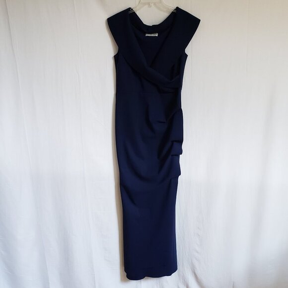 Chiara Boni La Petite Robe - Off the Shoulder Navy Blue Maxi Dress. Size 50 - Picture 1 of 7